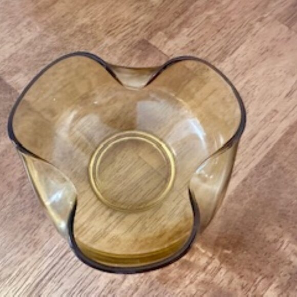 Vintage Amber Glass Chip and Dip Set Mid-Century Modern Two-Piece‎ Entertaining - Picture 7 of 8
